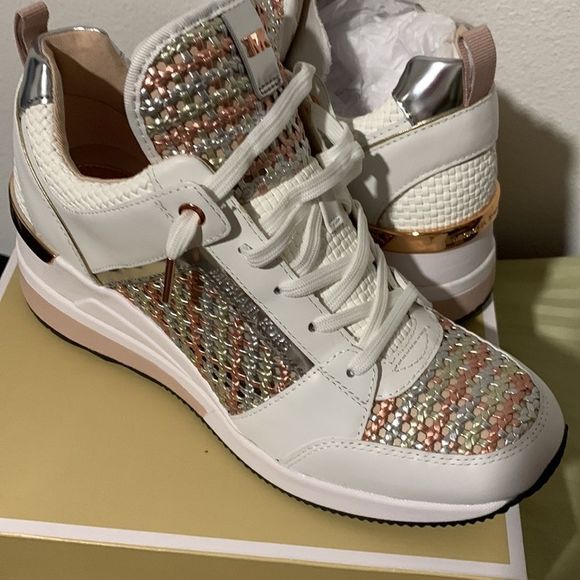 MICHAEL Michael Kors White and Gold Athletic Shoes - Picture 9 of 13